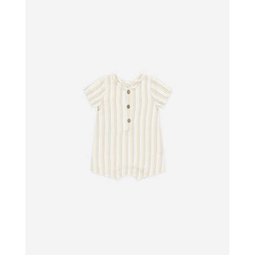Short Sleeve Woven Romper || Summer Stripe