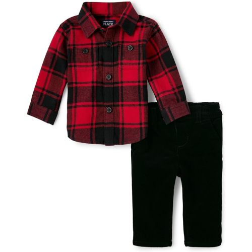 The Children's Place Baby Boys' Long Sleeve Button Down Shirt and Chino Pants Set 2-pack