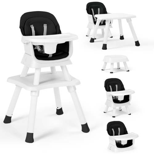 AILEEKISS 8 in 1 Baby High Chair, Toddler Dining Booster Seat for Eating, White