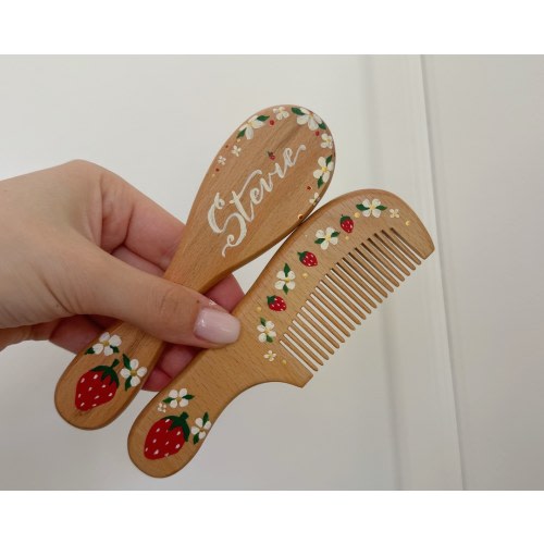 Shipped NEXT DAY! Baby Hairbrush + Comb, Hand-Painted, Baby Girl Birthday Gift