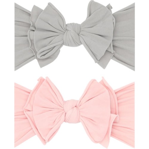 Baby Bling 2-Pack Fab-Bow-Lous Headbands, Grey Rose Quartz