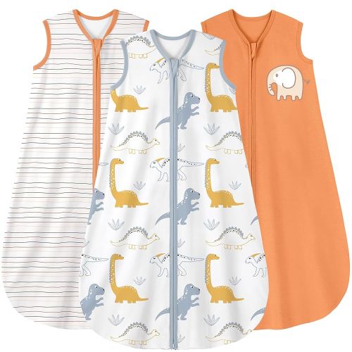 Yoofoss Baby Sleep Sack 6-12 Months Baby Wearable Blanket 100% Cotton 2-Way Zipper TOG 0.5 Toddler Sleeping Sack 3 Pack, Lightweight Sleep Sacks for Babies(Medium)