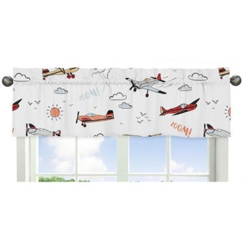 Sweet Jojo Designs Window Valance Treatment 54in. Airplane Red Blue and White