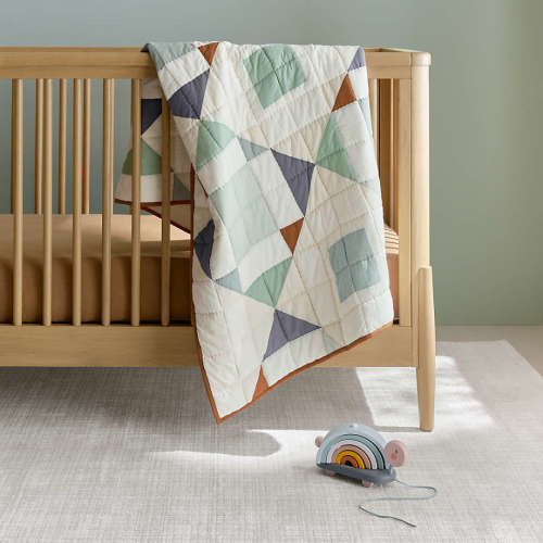 Heritage Blue 100% Organic Cotton Baby Crib Quilt