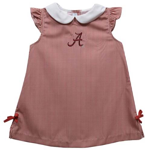 Alabama Crimson Tide Vive La Fete Infant Girls Mini Check Pattern A-Line Dress - Crimson
