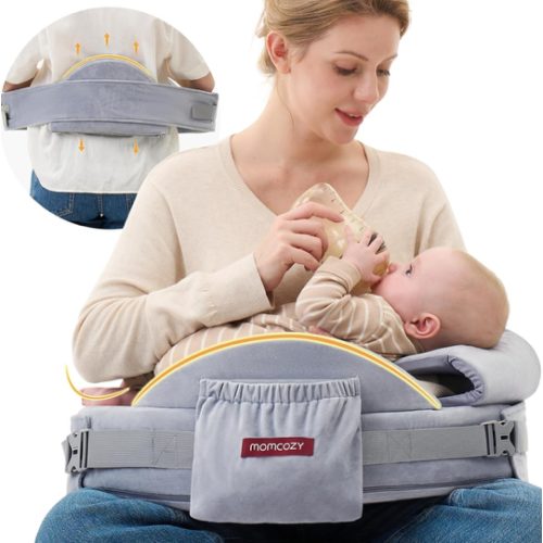 Momcozy Original Nursing Pillow for Breastfeeding, Plus Size Breastfeeding Pillows for More Support, with Adjustable Waist Strap and Removable Cotton Cover, Spring Leaves