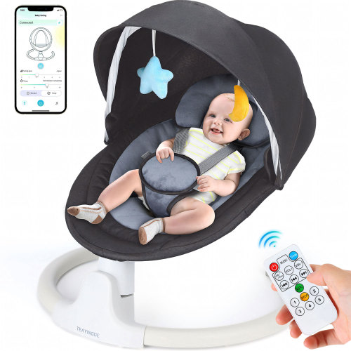 TEAYINGDE Baby Swing for Infants - Motorized Swing with Music Speaker and Remote Control - 12 Lullabies - Black