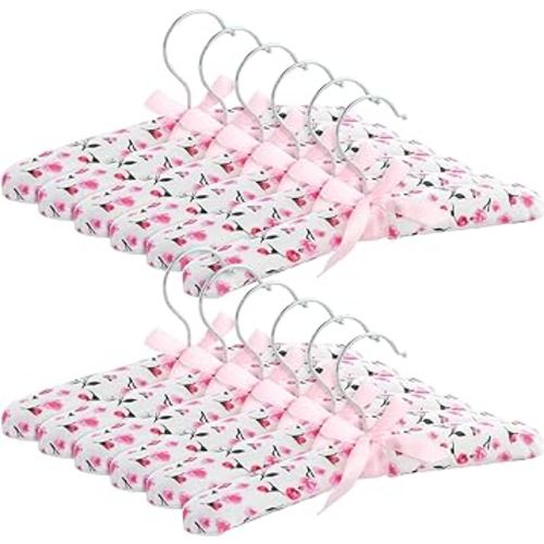 12 Pack Satin Padded Baby Hangers for Closet, Nursery, Baby