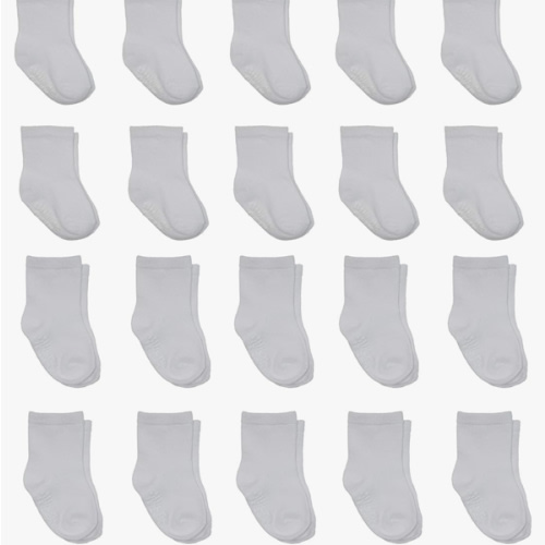 Little Me 20-Pack Newborn Baby Infant & Toddler Unisex Socks, 0-12/12-24 Months, Assorted Size Pack, White