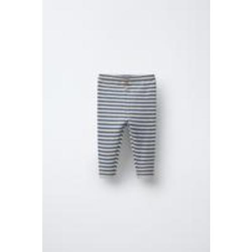 STRIPED RIBBED LEGGINGS - Mid-blue | ZARA United States