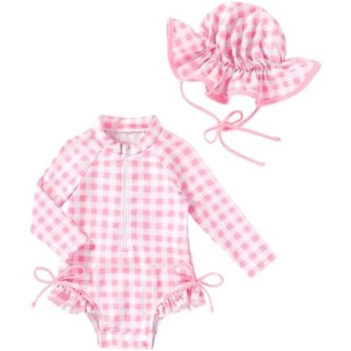 Happy Town Baby Girls Swimsuit Long Sleeves Zipper Ruffled Bathing Suit Infant Girl Beach Essentials
