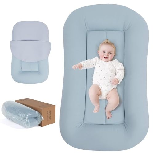Baby Lounger, Portable Baby Lounger for Newborn, 0-24 Months, with Soft Cotton Cover, Baby Essentials Gifts(Ice Blue), Pallet of Product
