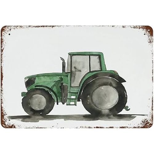 Green Tractor Transportation Sign Boys Room Tractor Toddler Room Decor Vintage Metal Tin Sign Home Decor Aluminum Sign Wall Sign for Kids 12"x8"