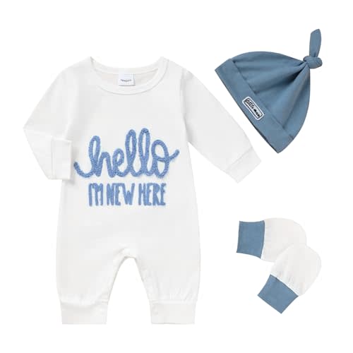 ZOELNIC Newborn Romper Baby Boy Cotton Jumpsuit New Baby Hat Gloves Romper Coming Home Clothes Outfits