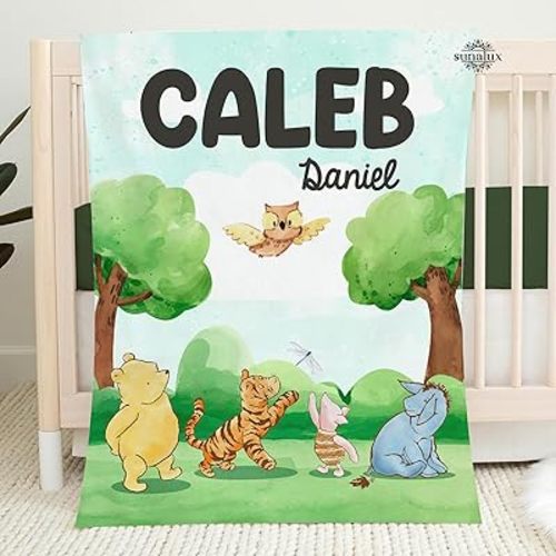 Classic Winnie Blanket, Personalized Pooh Bear Blanket, Pooh Bear Nursery Blanket, Pooh Bear Gifts, Pooh Baby Blanket, Pooh Bear Nursery Theme, Cozy Fleece Soft Blanket for Kids - #1