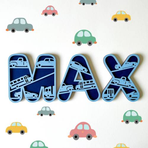Car Name Sign - Car Letters - Personalised Name Sign - Custom Name Decor - Car Theme Decor - Car Wall Art - Car Wall Decor- Vehicle Wall Art