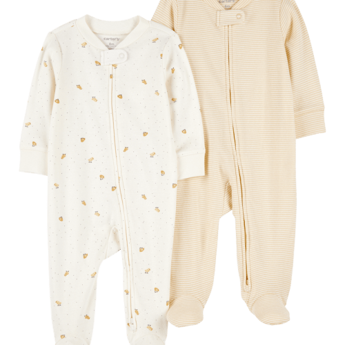 Multi Baby 2-Pack Striped Duck Print 2-Way Zip Cotton Sleeper Pyjamas | Carter’s Oshkosh Canada