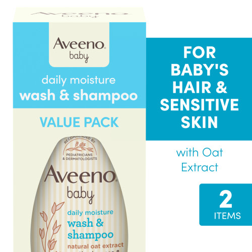 Aveeno Baby Daily Wash & Shampoo, Oat Extract, 2 x 12 fl. oz