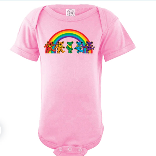 Grateful Dead Rainbow Bears Baby Short Sleeve One Piece