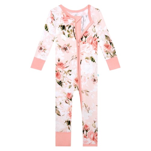 Vintage Pink Rose Fitted Convertible Footie Pajamas