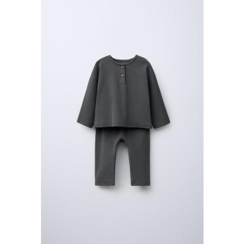 HENLEY T-SHIRT AND JOGGERS SET - Anthracite Gray | ZARA United States