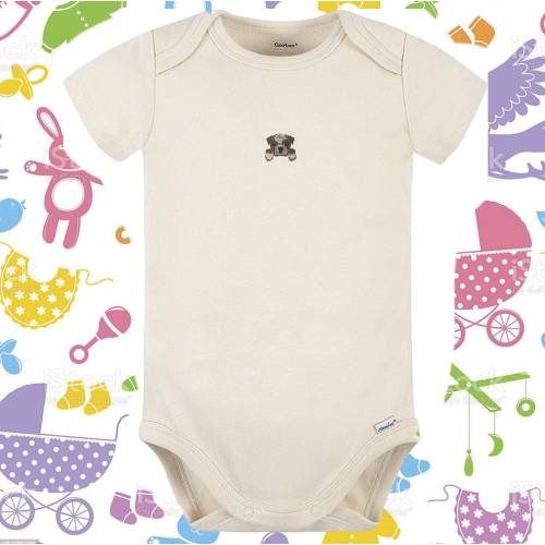 Bulldog Embroidered Patch Baby Onesie, Infant bodysuit, Baby boy, Baby girl, Unisex clothing, Baby shower, Pregnancy gift
