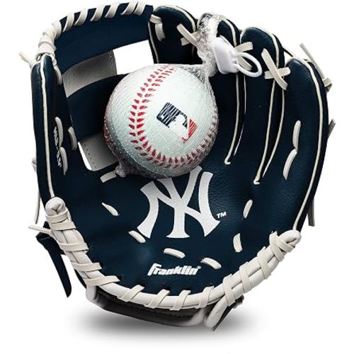 Franklin Sports MLB Youth Teeball Glove and Ball Set - Kids Baseball and Teeball - Perfect First Kids Glove - 9.5"