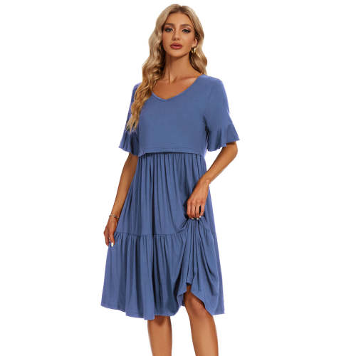 Smallshow Ruffle Maternity Nursing Dress