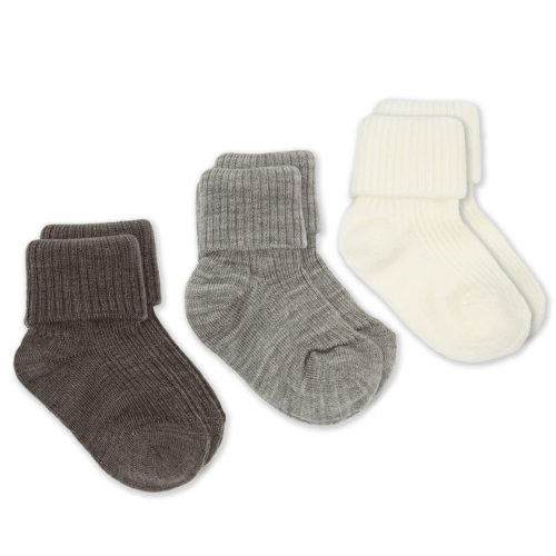 Wool Socks, Baby and Toddler, Brown-Gray & White