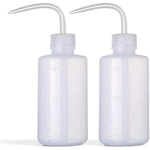 Wash Bottle 2pcs 250ml/8oz Safety Bottles Watering Tools, Economy Plastic Squeeze with Narrow Mouth Scale Labels for Medical Succulent Cleaning Washing