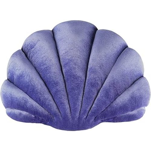 Seashell Pillow Sea Shaped Decorative Princess Throw Pillow 3D Velvet Soft Ocean Cute Throw Pillows for Bed Couch Chair Sofa Room 18 X 13 inch