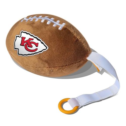 Kansas City Chiefs Plush Football Pacifier Holder by Smilo - Officially Licensed NFL Soother Holder - Soft Plush Toy and Dummy Holder - Fits Any Pacifier - Stroller Accessory & Newborn Essential