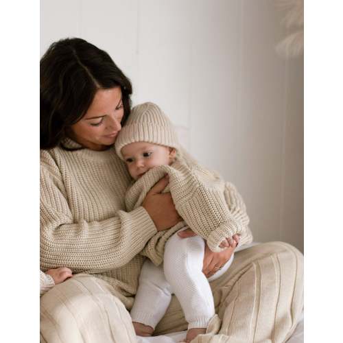 Wide Ribbed Knit Onesie ‘Biscotti’ 0-6 months