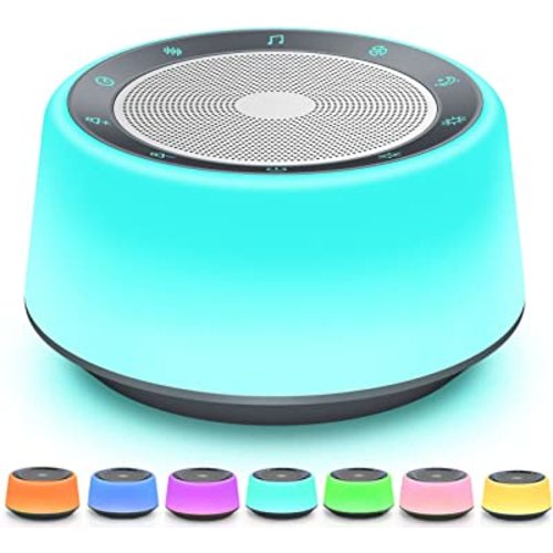 BGOVERSS White Noise Sound Machine, Baby Sound Machine Kids with 30 Soothing Sounds and 7 Colors Warm Night Light for Sleeping, 5 Timers Portable Plug in Sound Machine for Baby, Adults，Grey Color
