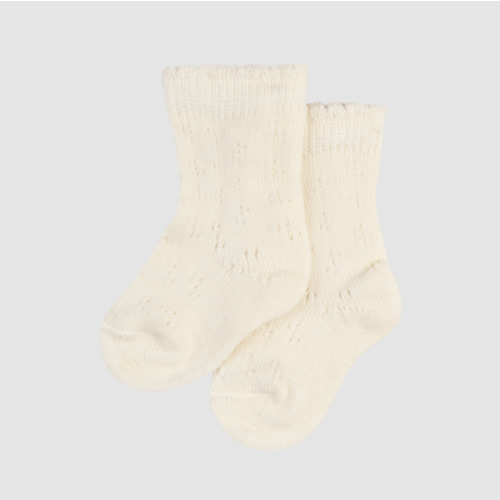 Baby merino wool/silk pointelle socks in Ivory - $12.99 - Dilling