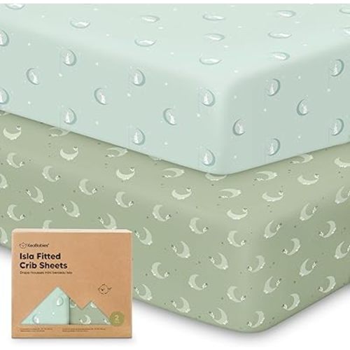 2-Pack Crib Sheets for Boys, Girls - Viscose Derived from Bamboo Fitted Crib Sheet, Baby Crib Sheets Neutral, Crib Mattress Sheet, Toddler Bed Sheets, Baby Sheets for Crib Fitted Sheets (Lunaris)