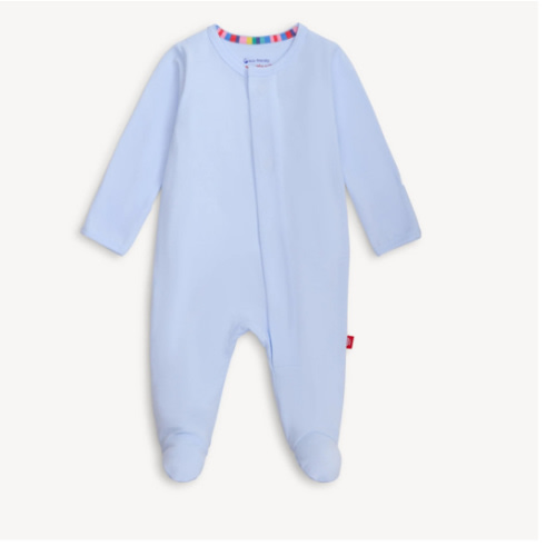 soft baby blue CloudStretch™ magnetic footie – Magnetic Me