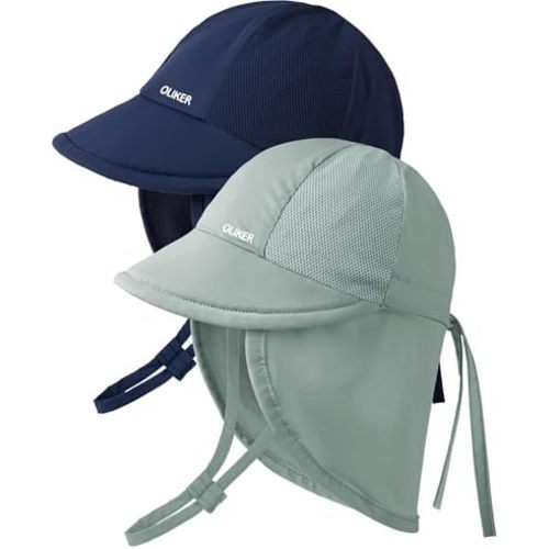 2 Pack Baby Sun Hat with Breathable Mesh,UPF50+ Quick Drying Unisex Baby Toddler Sun Hat for Summer Outdoor Beach