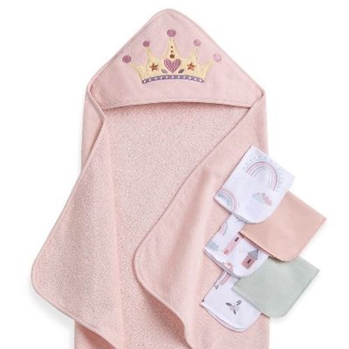 Buybuy Baby By Evolur Secret Garden 6 Pc Gift Set - Hooded Towel & 5pc Wash Cloths - Princess Print