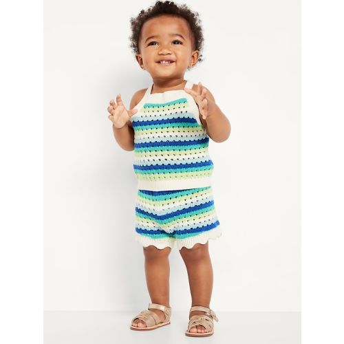 Crochet-Knit Tank Top and Shorts Set for Baby