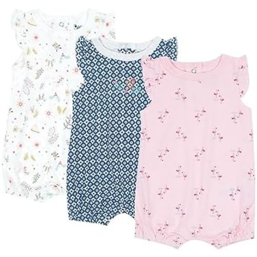 Baby Infant Girls Ruffled Sleeve Jumpsuit Dress Set Toddler Girls One-Piece Cotton Outfits