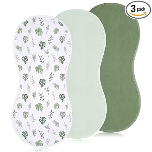 Hahafelt 3 Pcs Changing Pad Liners Compatible with Peanut Changer Waterproof Diaper Mats Organic Cotton Mats are Warm on Baby's Back, Washable Reusable(Natural Style,Green)