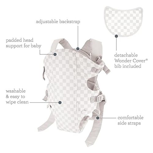 Infantino Swift Classic Carrier - 2 Ways to Carry with Wonder Cover Bib, Adjustable and Easy-to-Use, Gray and White Checkered