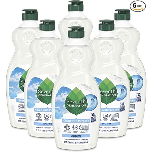Seventh Generation Dish Soap Liquid, Fragrance Free, 19 fl oz (Pack of 6)