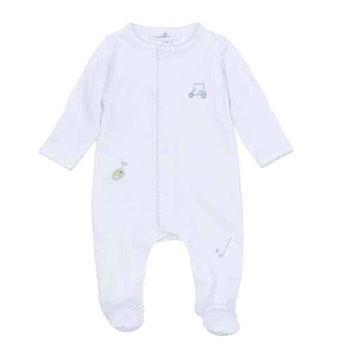 Tiny Tee Time Embroidered Footie - Light Blue