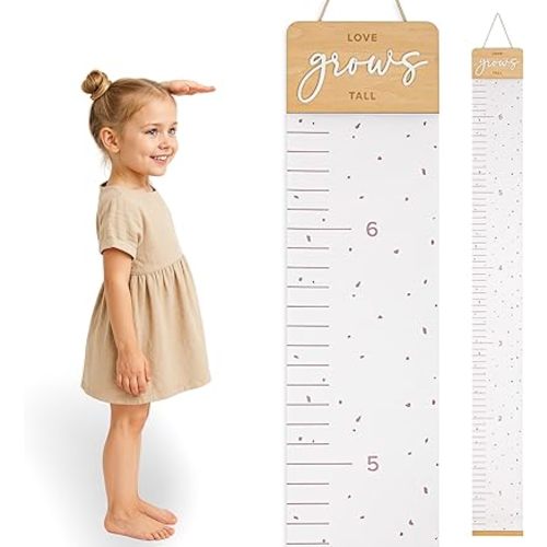 Beautiful Growth Chart for Wall - Cute Height Chart to Easily Track Your Kids' Growth and Milestones - Essential Baby and Toddler Playroom Decor That is Great for Gifting and Creates Lasting Memories