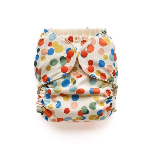 Esembly Cloth Diaper Cover - Reusable Swim Diaper, Waterproof, Breathable - Adjustable Outer Layer Over Absorbent Inner for Blowout Protection - Funfetti, Size 1 (7-17lbs)