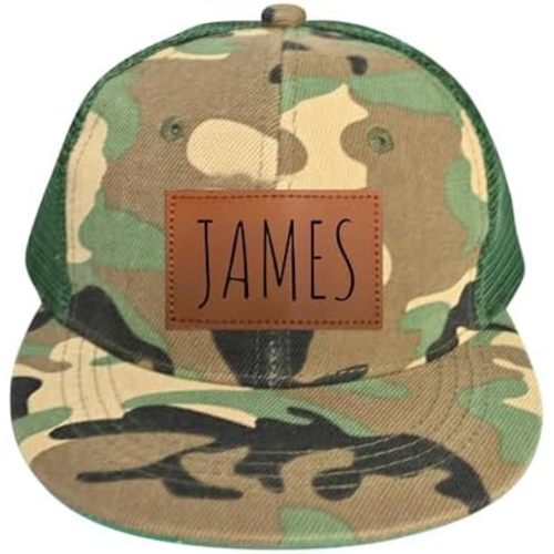 Personalized Infant Baseball Hat Cap: Custom Name Leather Patch Sun Hats - Adjustable Snapback Caps for Toddler Boys Girls