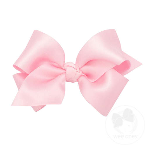 Small French Satin Girls Hair Bow (Knot Wrap) - LT PINK | Wee Ones Hair Bows & Accessories
