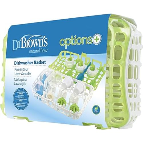 Dr. Brown's Dishwasher Basket for Small Baby Bottle Parts, Pacifiers, and Accessories, Clean, Store and Organize Newborn Essentials, Green, BPA-free